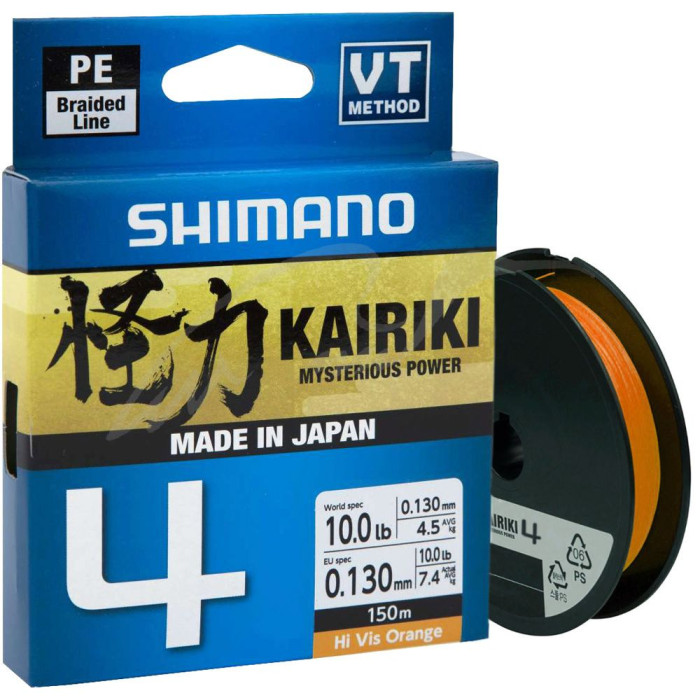 Шнур Shimano Kairiki 4 PE (Hi-Vis Orange) 150m 0.13mm 7.4kg  