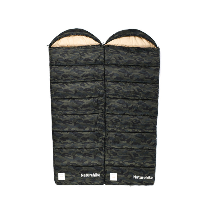 Спальный мешок с капюшоном Naturehike M320 CNK2350WS023, зеленый камуфляж, правый  