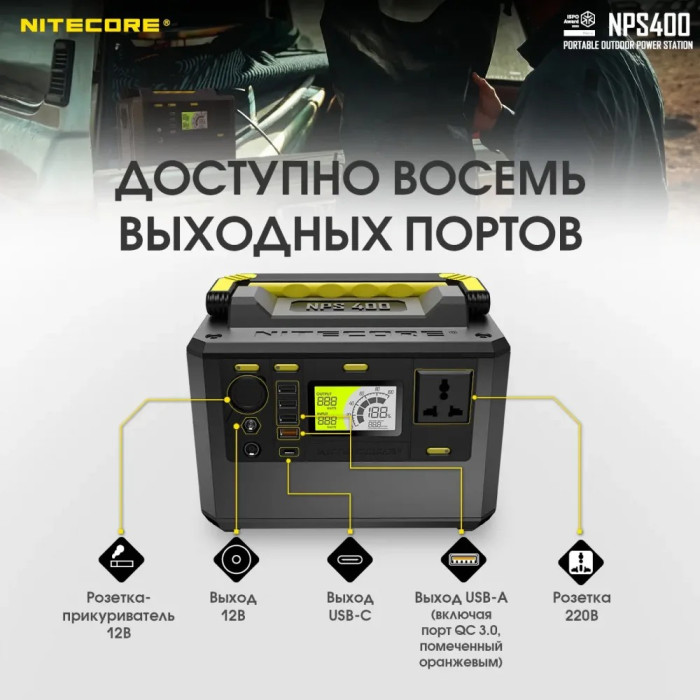 Зарядная станция Nitecore NPS400 (117000mAh)  