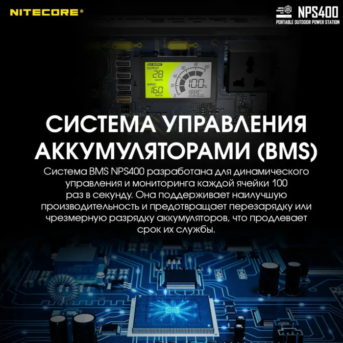 Зарядная станция Nitecore NPS400 (117000mAh)  
