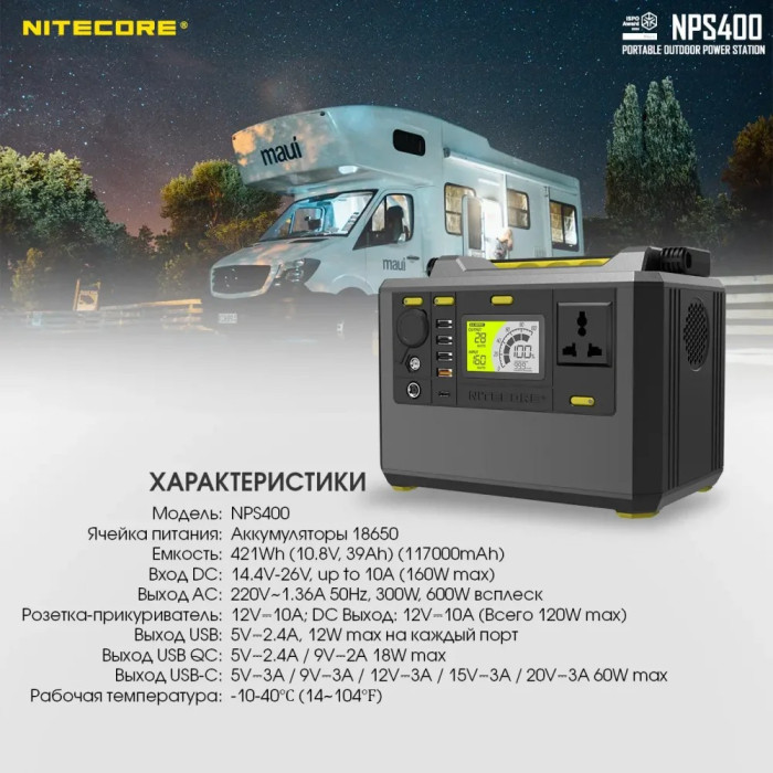 Зарядная станция Nitecore NPS400 (117000mAh)  
