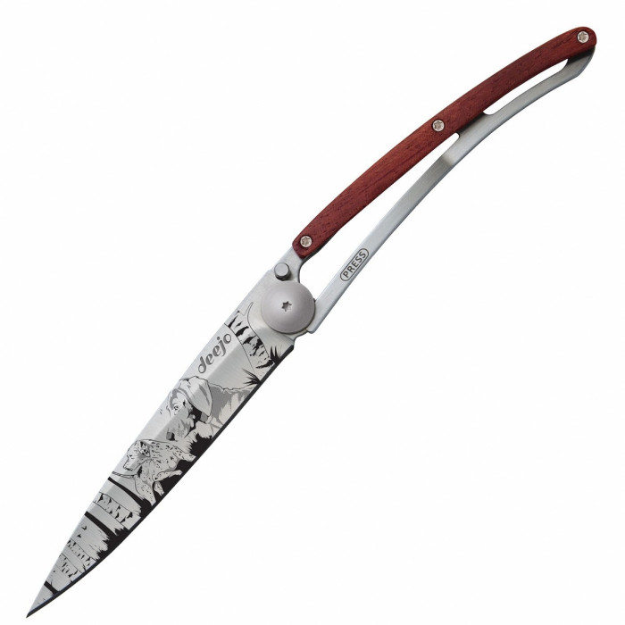 Нож Deejo Tattoo Wood 37 g, Rosewood, "Hunting day"  