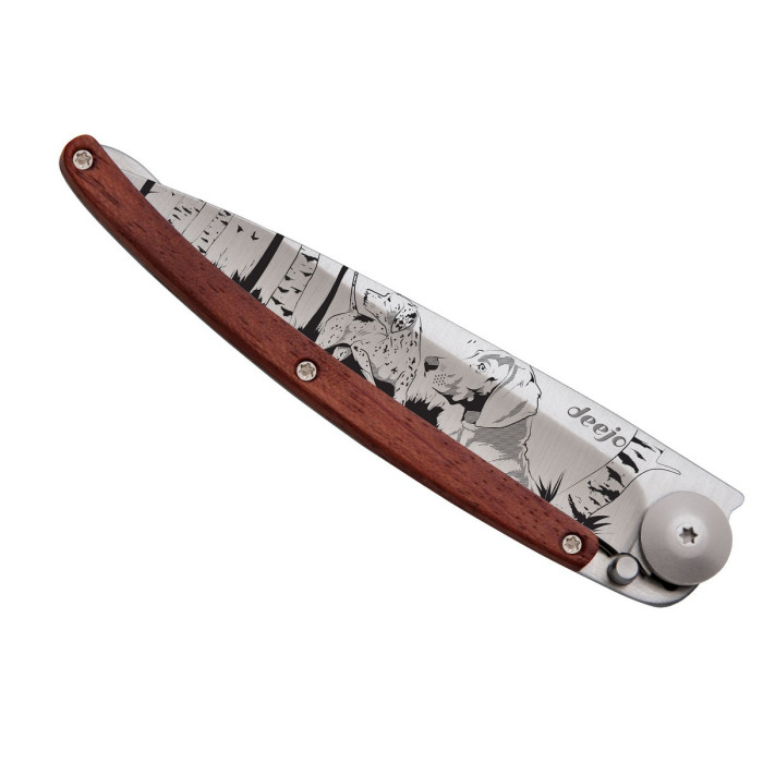 Нож Deejo Tattoo Wood 37 g, Rosewood, "Hunting day"  