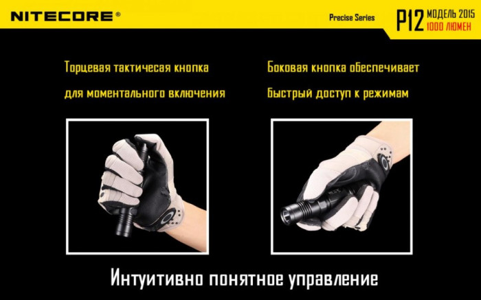 Карманный фонарь Nitecore P12, 1000 люмен (теплый)  