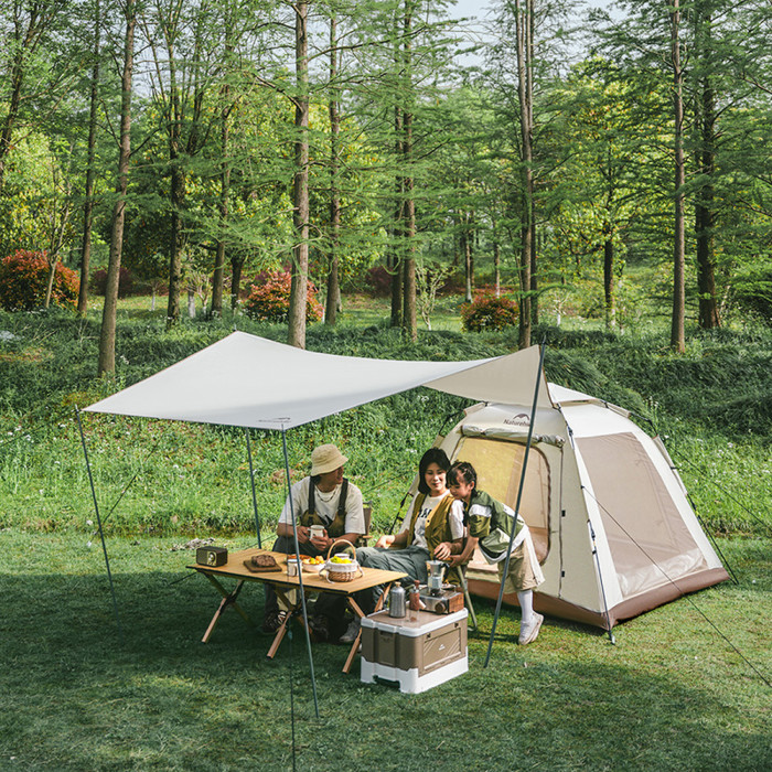 Палатка трехместная автоматическая с тентом Naturehike Ango Picnic CNK2450WS021, коричневая  
