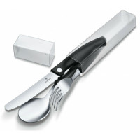 Набор кухонный Victorinox SwissClassic Table Set 3шт с черн. ручкой (складной нож, вилка, ложка) (открытая/ поврежденная упаковка)