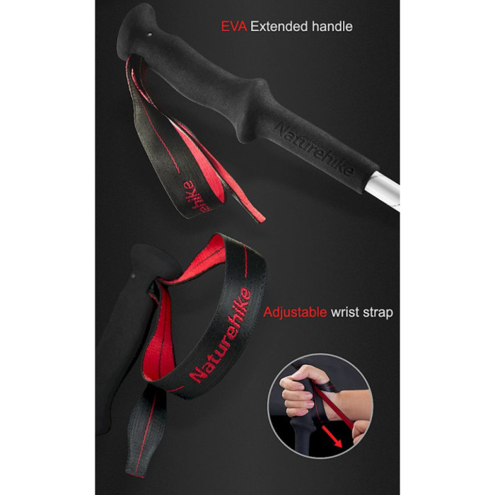 Трекинговая палка 3-секционная Naturehike ST06 NH17D006-D, серебристая  