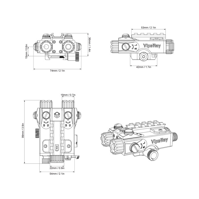 Лазерный целеуказатель Vector Optics Laser Combo GENII красный+IR лазер  
