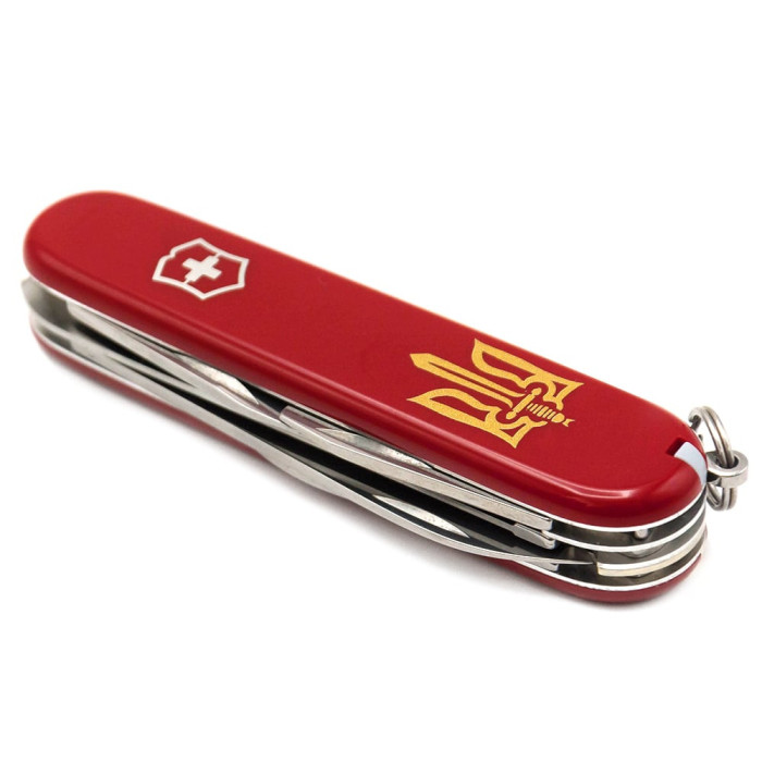 Нож Camper Ukraine 91мм/13функ/черв /Тризуб ОУН брон.  