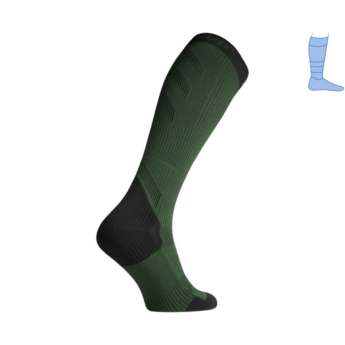 Компрессионные гольфы защитные демисезонные Protector LongDry PRO черно-зеленые M 40-43  