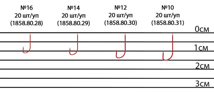 Крючок Brain Crystal B2011 #12 (20 шт/уп) red  