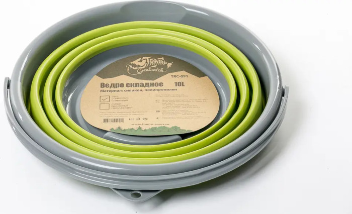 Ведро TRAMP складное силиконовое 10л UTRC-091, Олива  