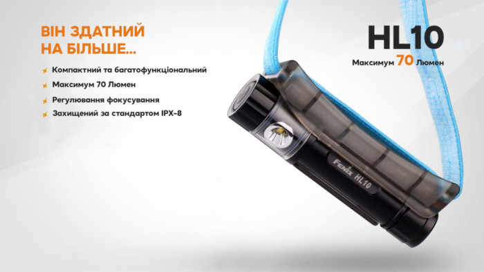 Фонарь налобный Fenix ​​HL10 purple (дефект комплектной батареи ААА)  
