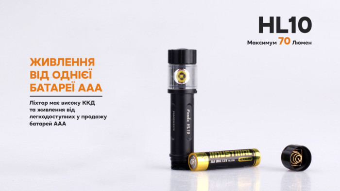 Фонарь налобный Fenix ​​HL10 purple (дефект комплектной батареи ААА)  