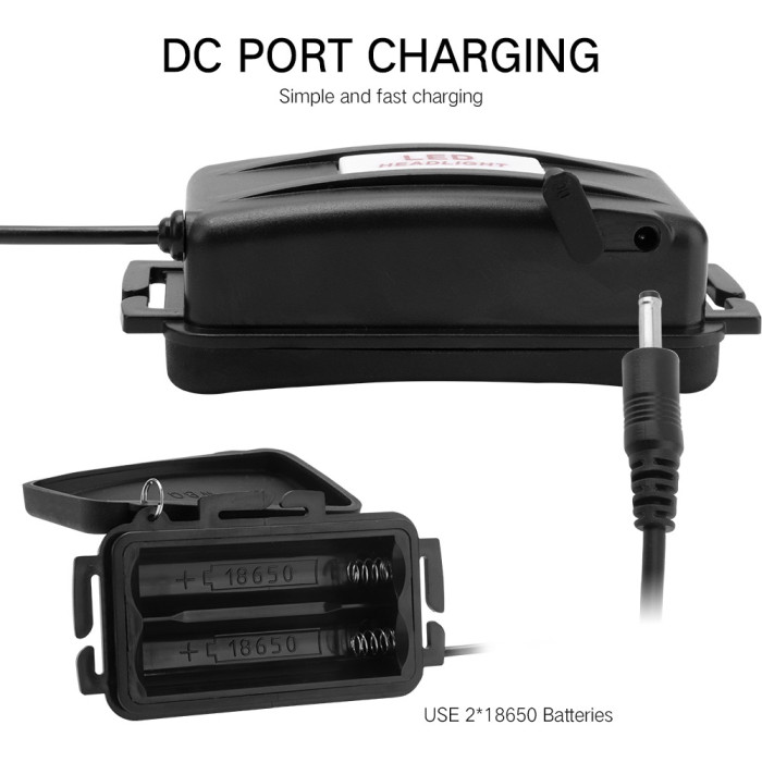 Фонарь налобный Police W518-TG, 2x18650, ЗУ Type-C, zoom, Box  