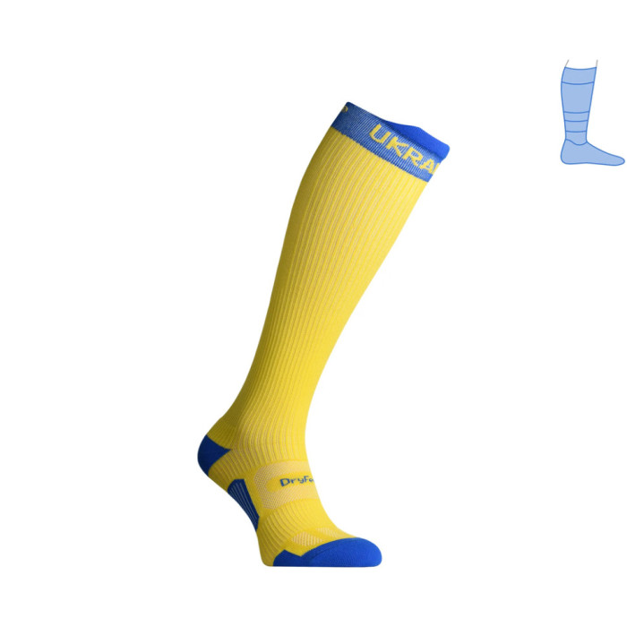 Компрессионные гольфы защитные летние Protector LongDry+ PRO сине-желтые S 36-39  