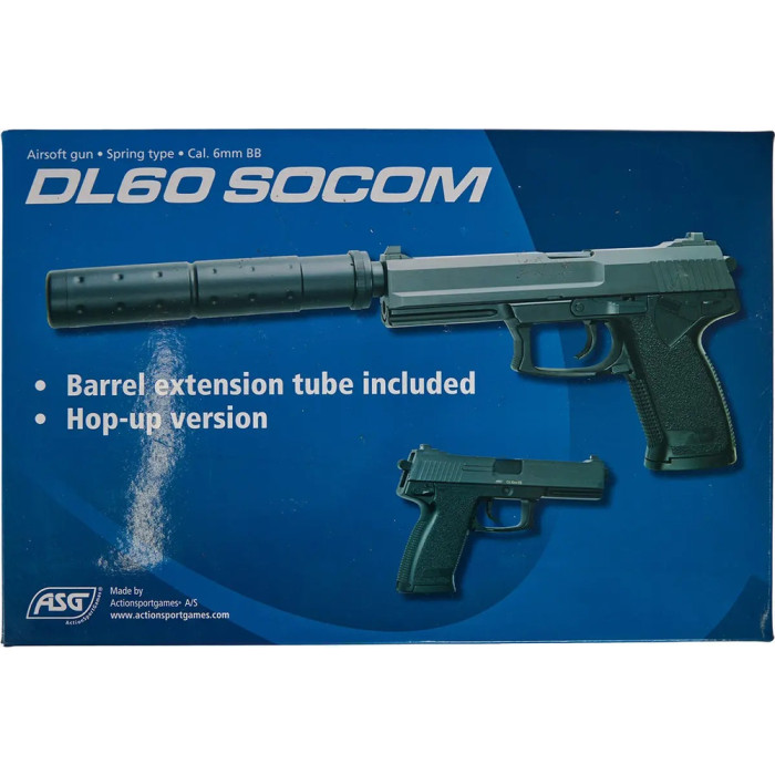 Пистолет страйкбольный ASG DL 60 SOCOM Spring кал.6 мм Black  