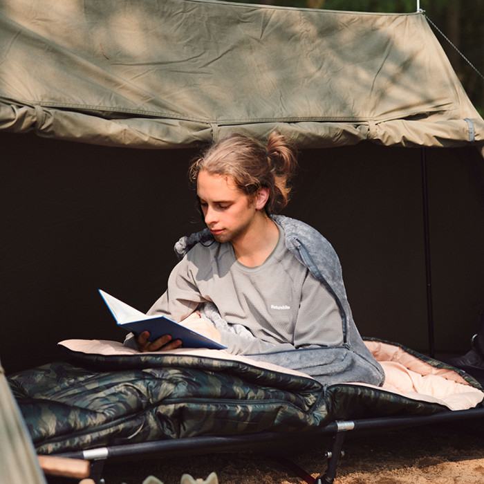 Спальный мешок с капюшоном Naturehike M320 CNK2350WS023, зеленый камуфляж, левый  