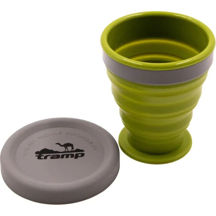 Стакан складной силиконовый с крышкой 200мл Tramp UTRC-126, green  