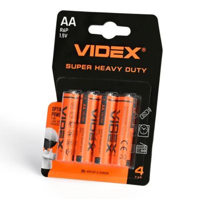 Батарейка солевая Videx R6P/AA 4шт BLISTER