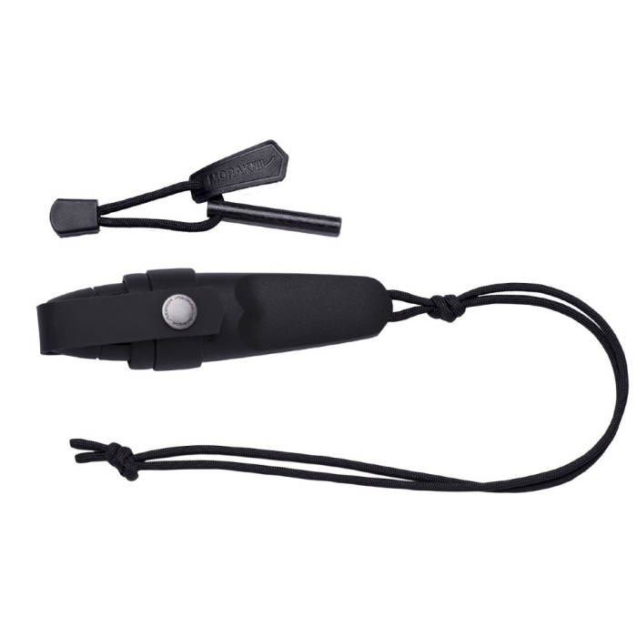 Нож Morakniv Eldris, нержавеющая сталь, шнурок, огниво (черный)  