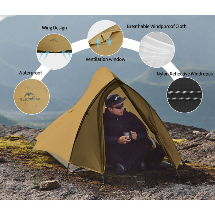 Палатка сверхлегкая двухместная Naturehike Cloud Up Pro CNK2350WS020, коричневая  