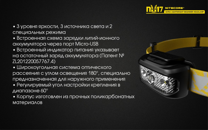 Фонарь налобный Nitecore NU17  