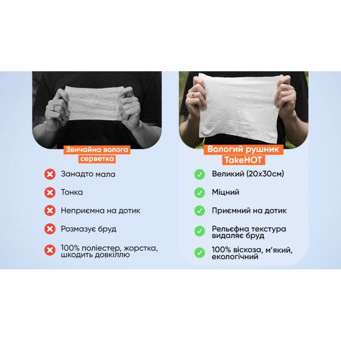 Влажные полотенца TakeHot (8 штук, 20х30см)  