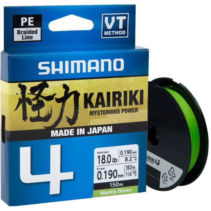 Шнур Shimano Kairiki 4 PE (Mantis Green) 150m 0.16mm 8.1kg  