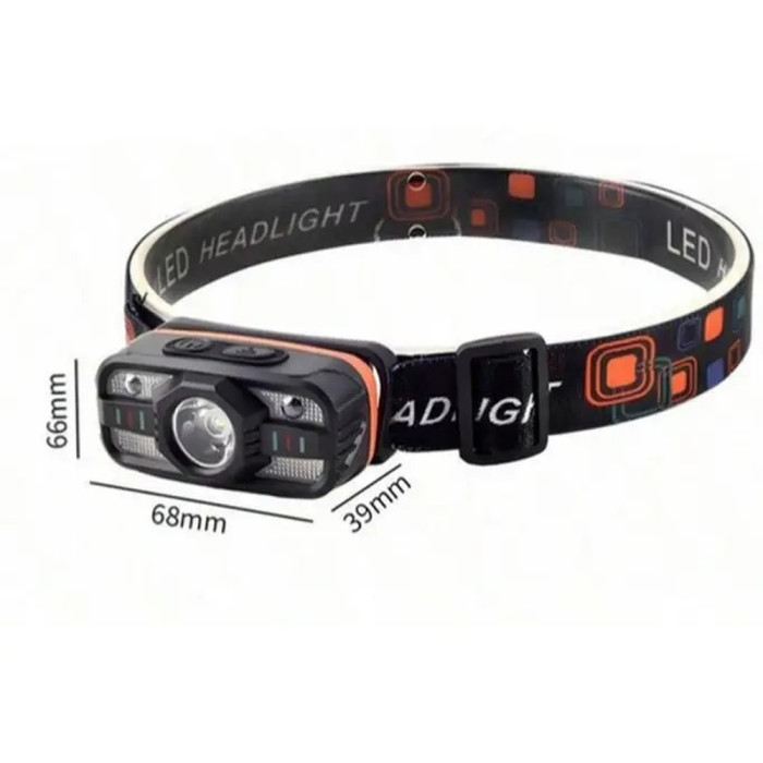 Фонарь налобный Police WH-0188-XPE+SMD, Motion Sensor, Li-Ion аккумулятор, ЗУ Type-C  