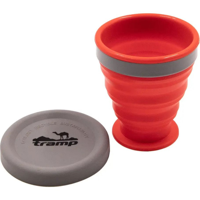 Стакан складной силиконовый с крышкой 200мл Tramp UTRC-126, terracota  