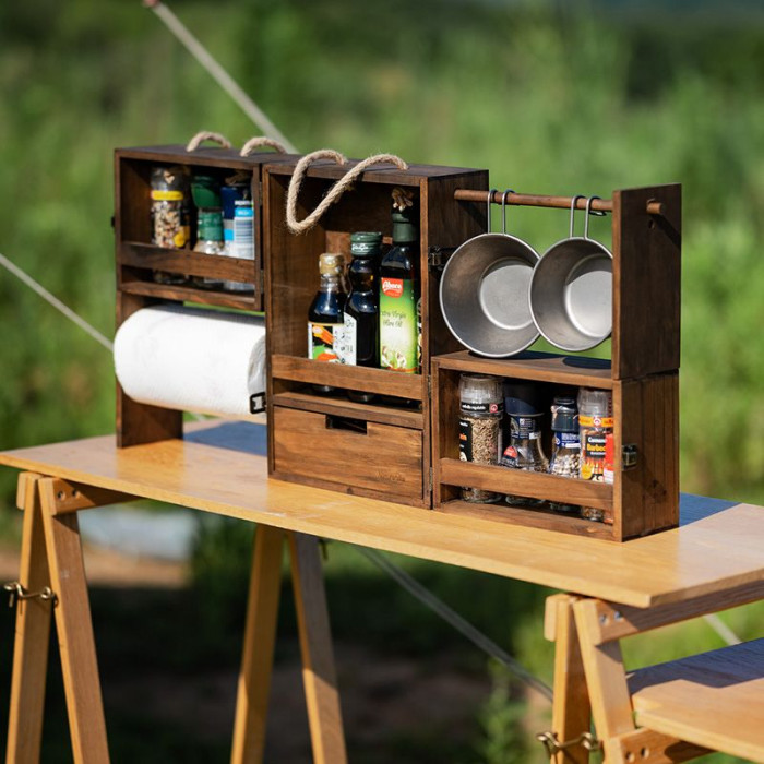 Этажерка с полками Naturehike CNH22JU018, натуральное дерево  