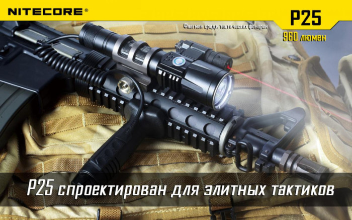 Карманный фонарь Nitecore P25 SMILODON, 960 люмен (серый)  