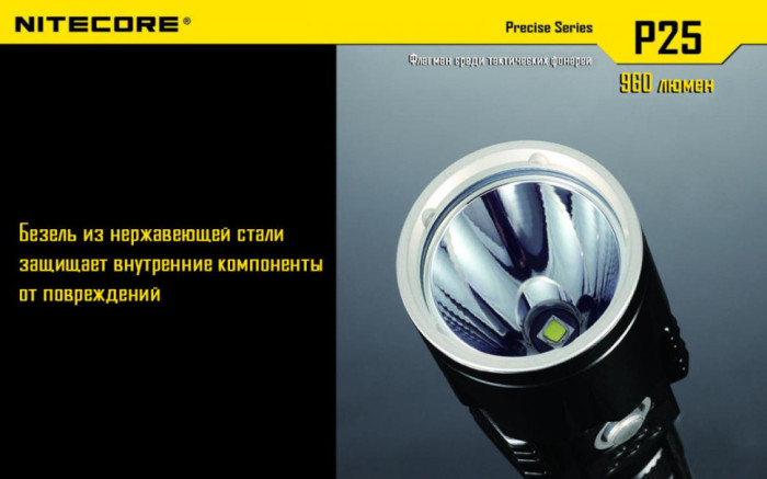 Карманный фонарь Nitecore P25 SMILODON, 960 люмен (серый)  