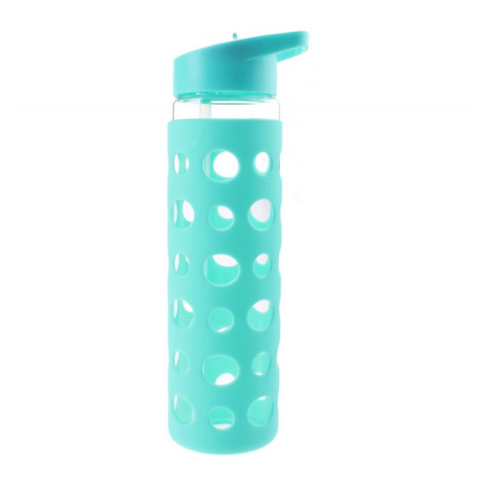 Бутылка Summit MyBento Eco Glass Bottle Sports Lid Silicone Cover голубая 550 мл  