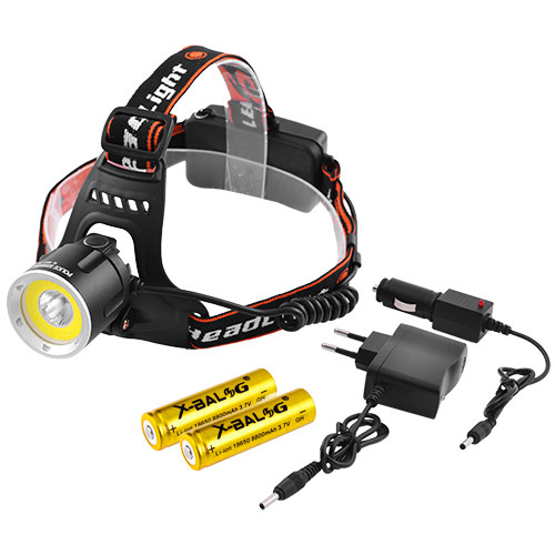 Фонарь налобный Police 8003-T6+COB (white+red flashing), 2х18650  