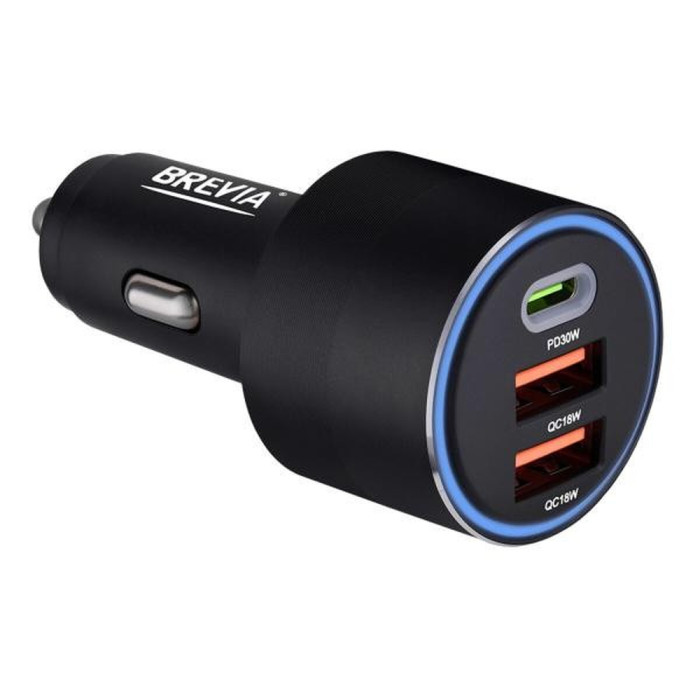 Автомобильное зарядное устройство Brevia ePower TriCharge 66W 1xUSB-C+2xUSB-A  