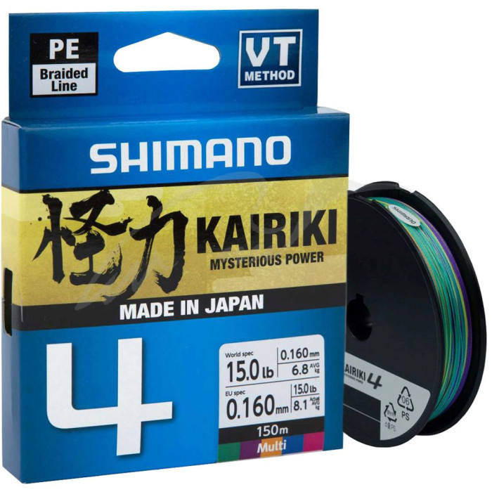 Шнур Shimano Kairiki 4 PE (Multi Colour) 150m 0.10mm 6.8kg  