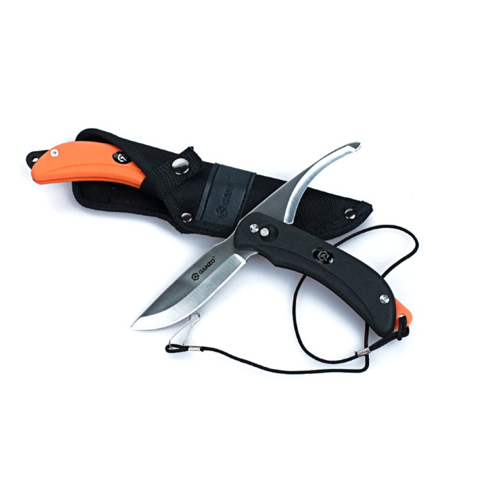 Нож Ganzo G802, оранжевый, в деревянной коробке  