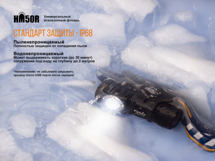 Фонарь налобный Fenix ​​HM50R (поврежденная упаковка/ремонт соединения платы)  