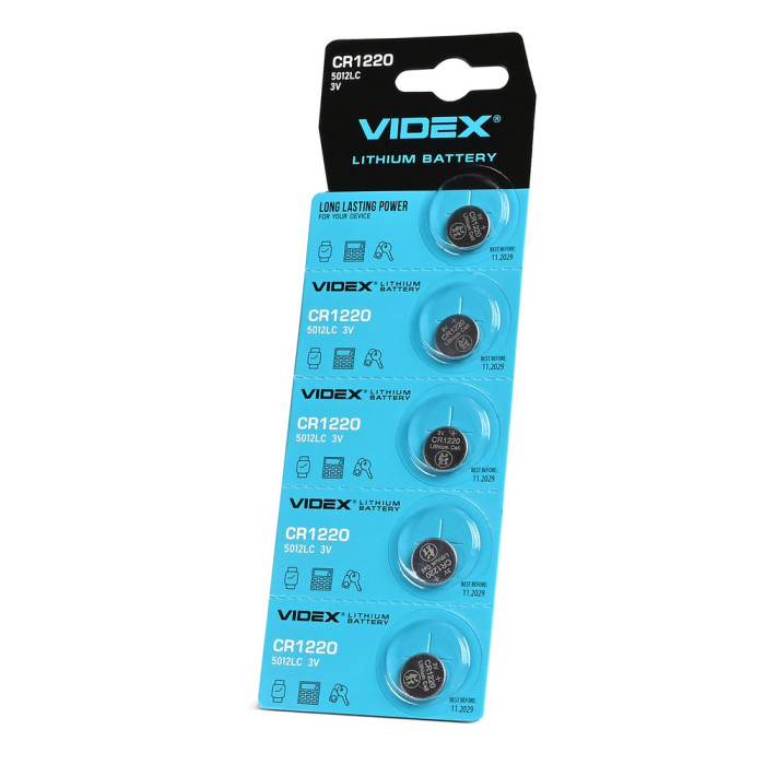Батарейки литиевая Videx СR 1220 5pcs BLISTER CARD  
