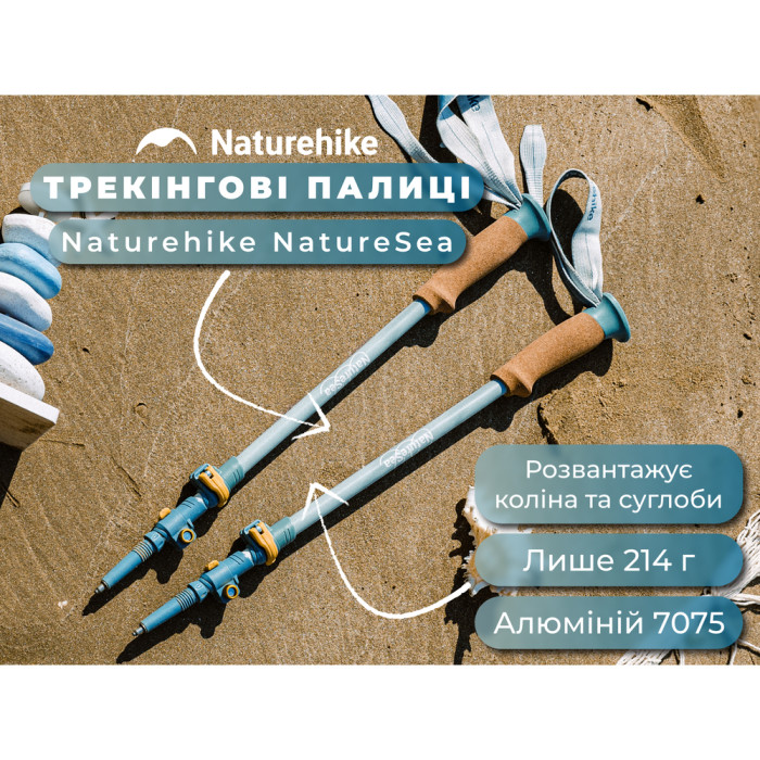Трекинговая палка Naturehike CNK2550DS013, 90-120 см, голубая  