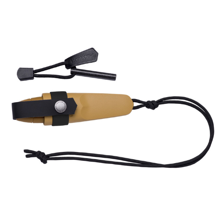Нож Morakniv Eldris, нержавеющая сталь, шнурок, огниво, (желтый)  