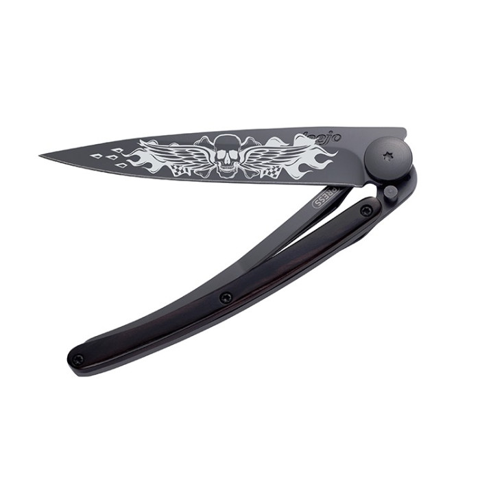 Нож Deejo Tattoo Wood Black 37 g, Granadilla , "Angels"  