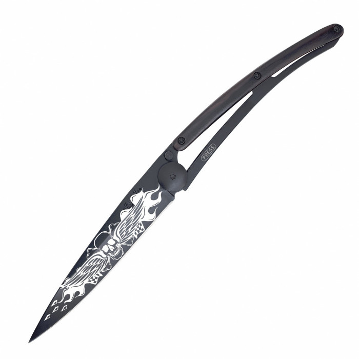 Нож Deejo Tattoo Wood Black 37 g, Granadilla , "Angels"  
