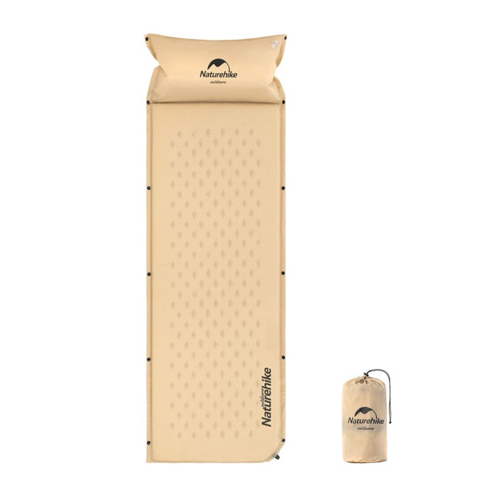 Коврик самонадувающийся с подушкой Naturehike NH15Q002-D, 25мм, бежевый  
