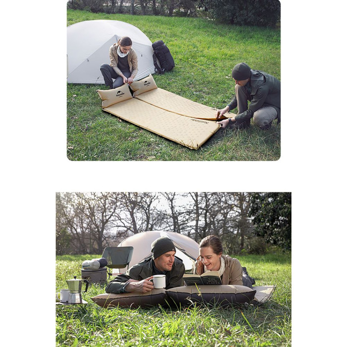 Коврик самонадувающийся с подушкой Naturehike NH15Q002-D, 25мм, бежевый  