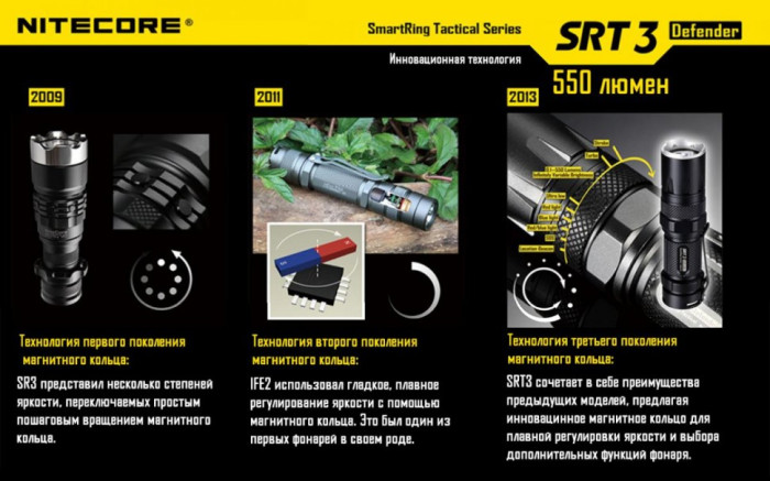 Карманный фонарь Nitecore SRT3 Defender, 550 люмен (серый)  