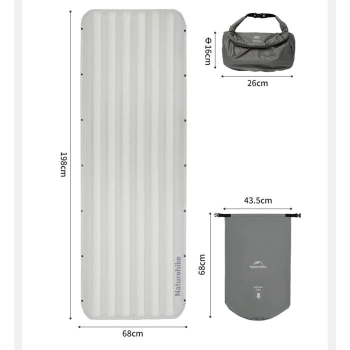 Матрас надувной одинарный Naturehike CNK2450WS034, 95 мм, с мешком для надувания, коричневый  