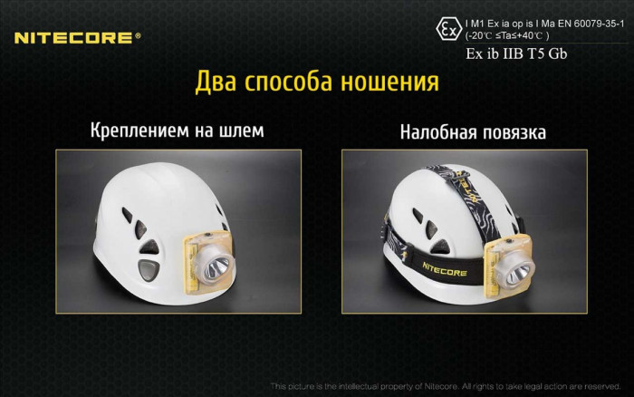 Фонарь налобный Nitecore EH1S взрывозащищенный  